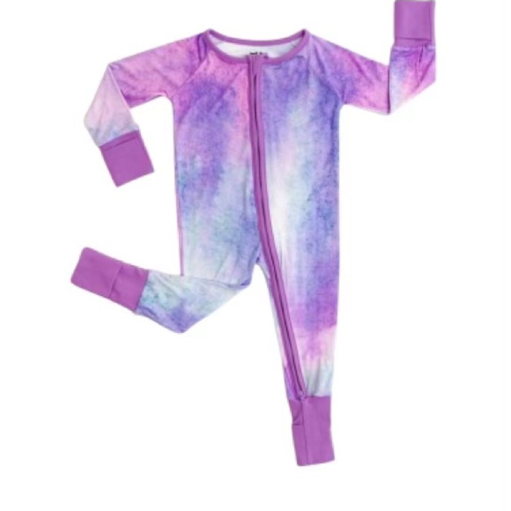 Little Sleepies Purple Watercolor Bamboo Zippy 0-3 months